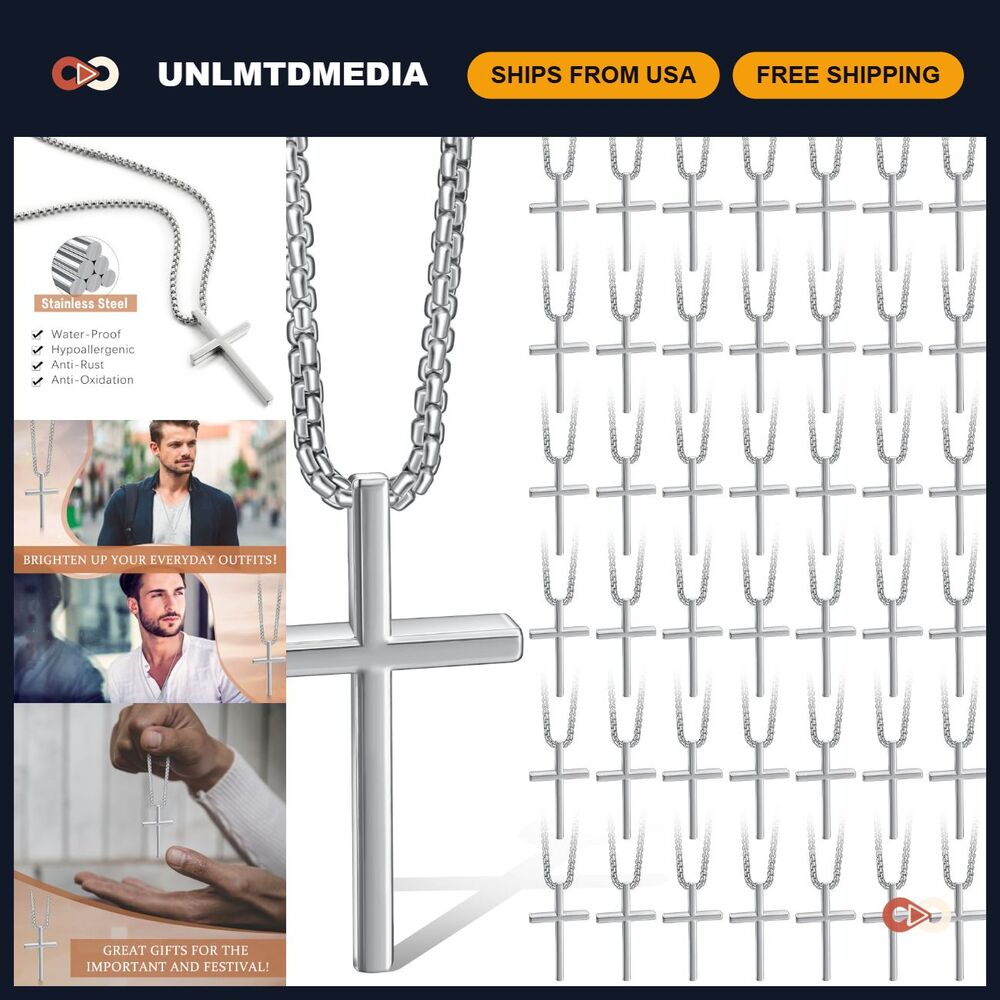 Stylish Stainless Steel Cross Necklace for Men - Silver Pendant Jewelry Gift